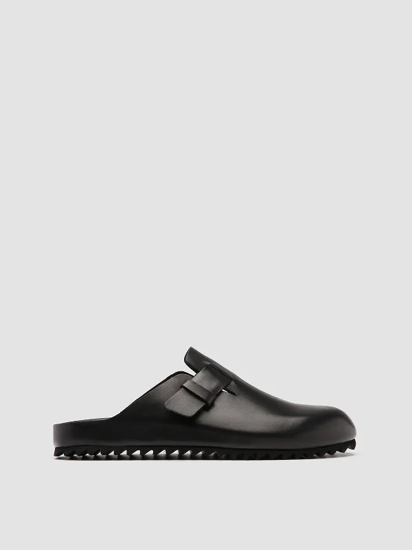 Slip-On Shoes For Men AGORÀ 004 - Black Leather Slippers
