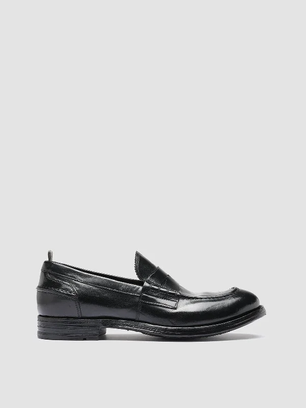 Sporty Casual Boots BALANCE 011 - Black Leather Penny Loafers