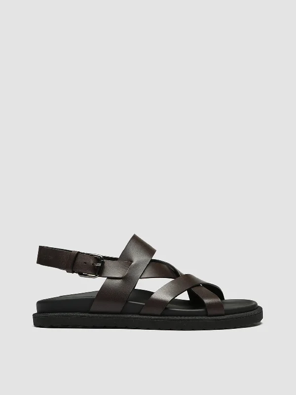Stylish Boots For Work CHARRAT 002 - Brown Leather Sandals