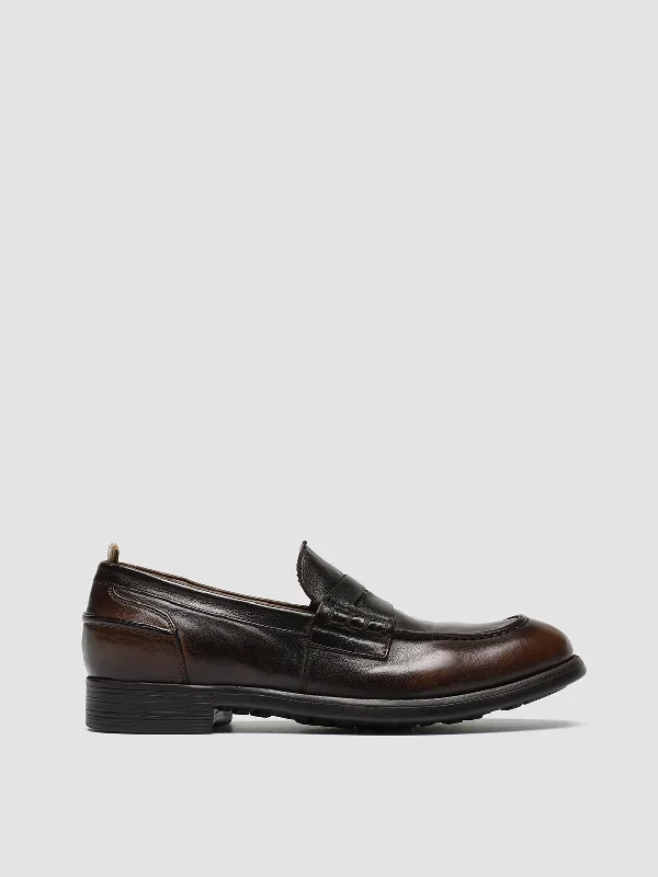 Trendy Walking Boots CHRONICLE 056 - Brown Leather Penny Loafers