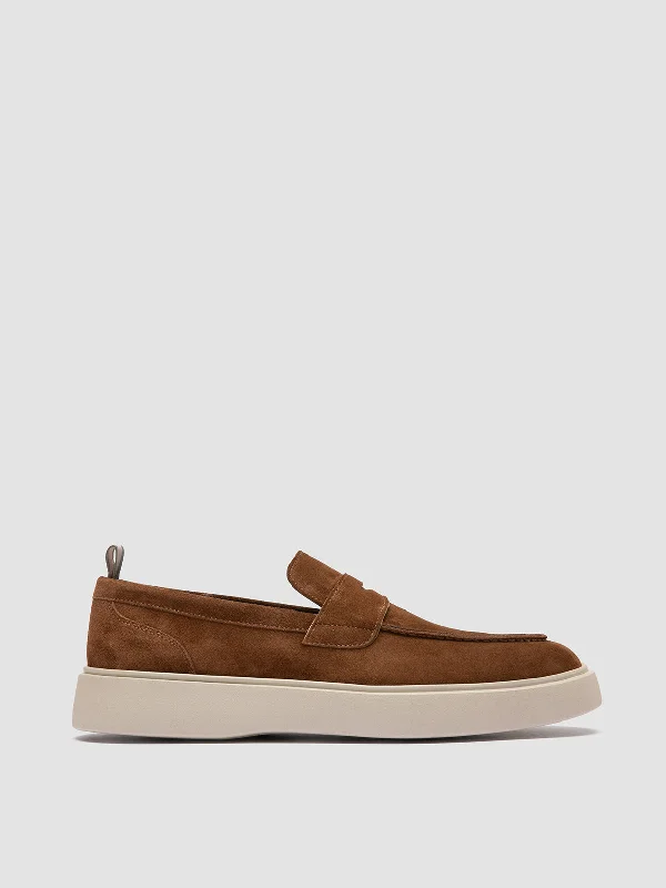 Luxury Sandals For Sale FRAME 001 - Brown Suede Penny Loafers