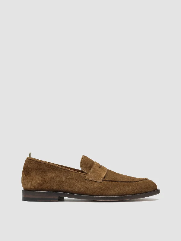 Comfortable Sports Sandals OPERA 001 - Brown Suede Penny Loafers