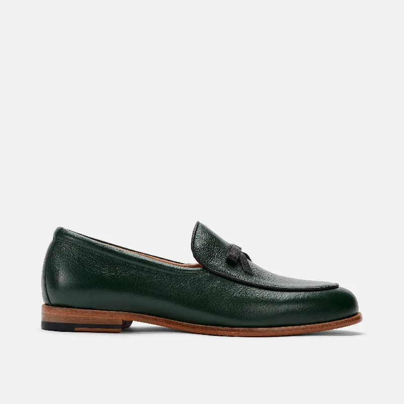 Trendy Hiking Footwear Online Odell Forest Green Leather Belgian Loafers