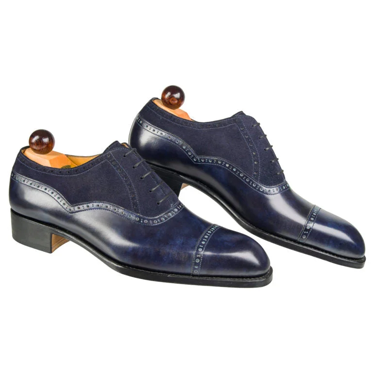 Comfortable Sports Sneakers Old English II - Blue Museum Calf / Blue Suede