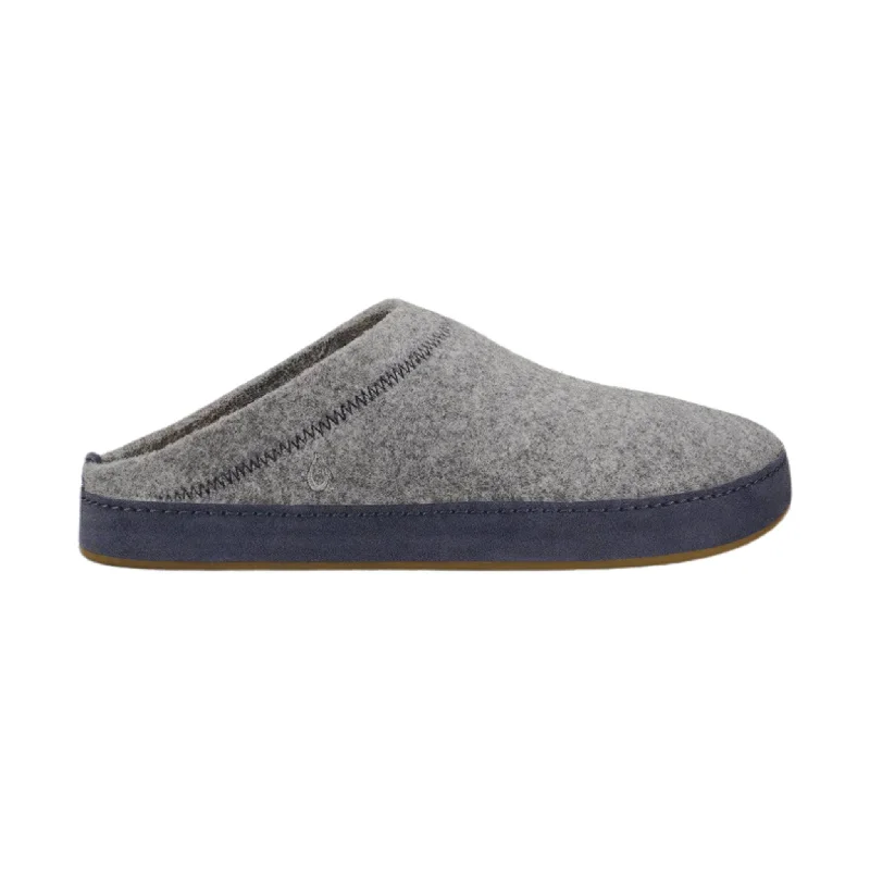 Trendy Sports Footwear Online Sale Olukai Men's Hamani Hulu Wool Mule Slippers - Graphite/Trench Blue