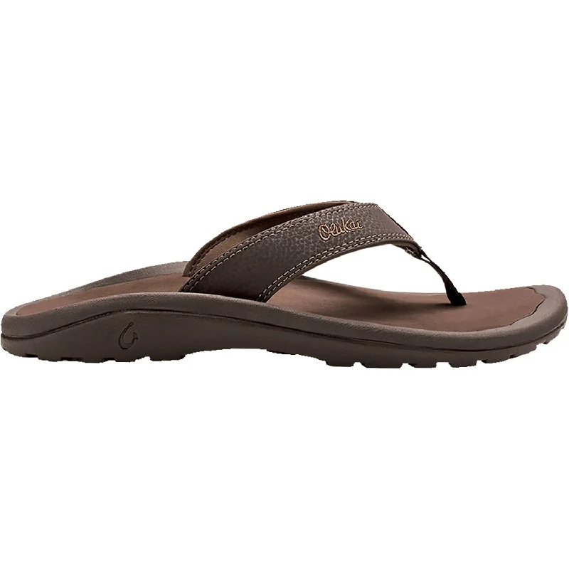 Stylish Hiking Sandals For Sale Men's OluKai Ohana Dark Java/Ray Synthetic Leather