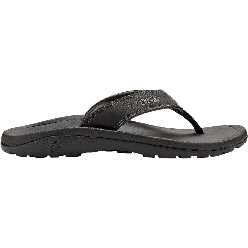 Stylish Running Shoes Sale Men's OluKai Ohana Black/Dark Shadow Synthetic Leather