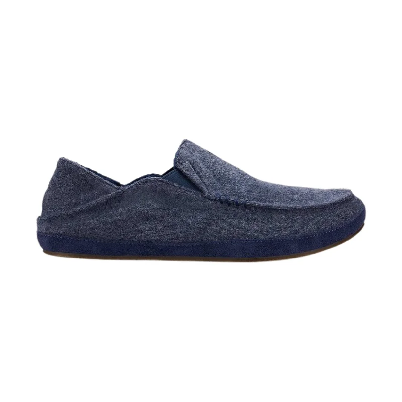 Comfortable Running Boots Sale Olulkai Men's Moloa Hulu Slipper - Mood Indigo