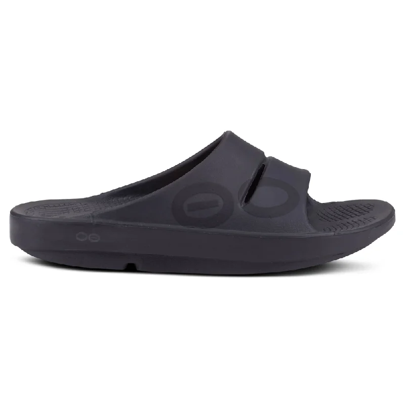 Fashionable Hiking Shoes OOFOS OOahh Sport Flex Black Mat Sandal (Unisex)