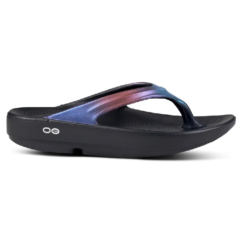 Elegant Wedding Shoes OOFOS OOlala Luxe Midnight Spectre Sandal (Unisex)