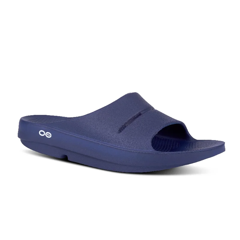 Designer Hiking Shoes For Sale Oofos OOahh Slide Color: Navy