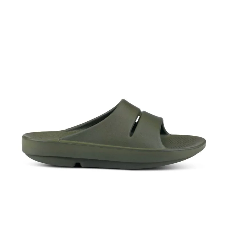 Elegant Wedding Shoes OOFOS OOahh Slide - Forest Green