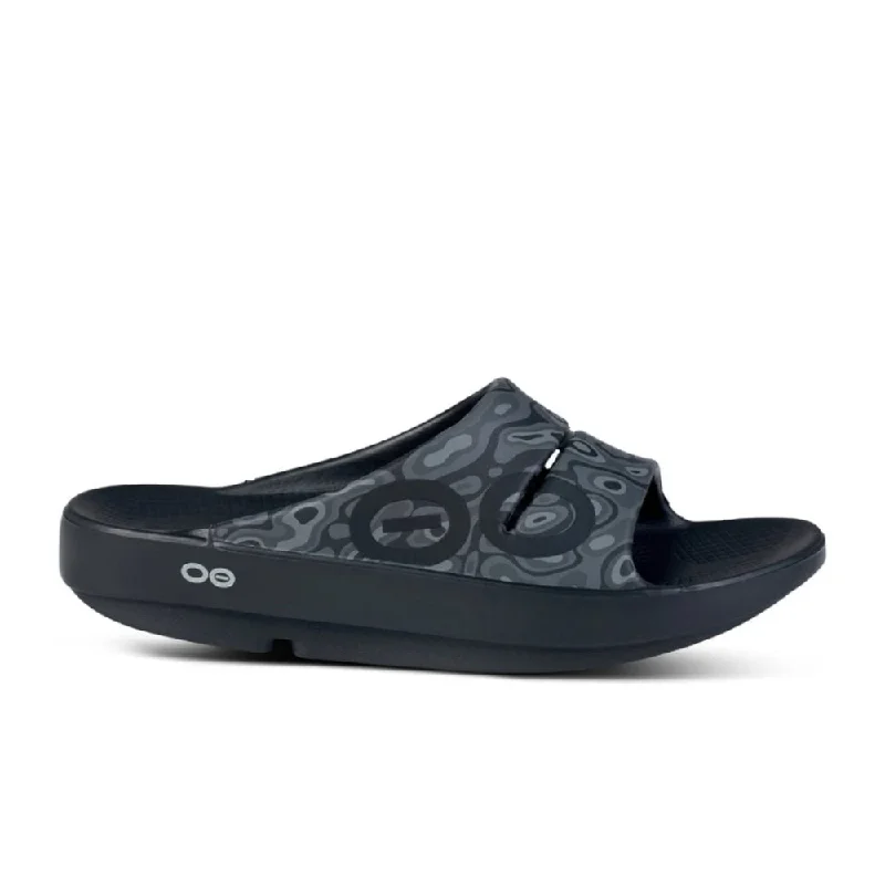 Fashionable Work Boots OOFOS OOahh Sport Slide - Black Water Camo