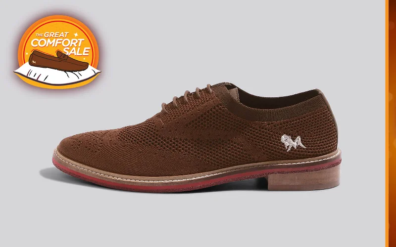 Comfortable Flip Flops Oxford Knits : Brown