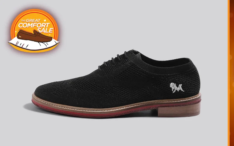 Comfortable Snow Sneakers Oxford Knits : Black