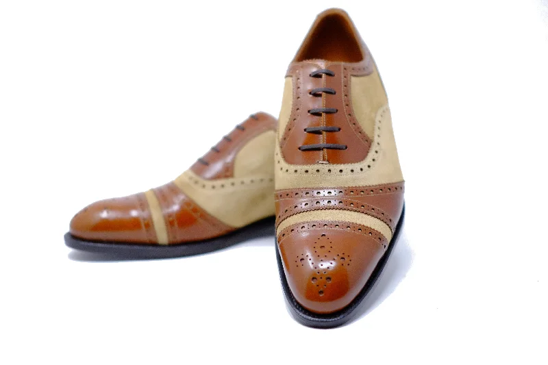 Summer Sports Shoes Phillips - MTO - Caramel Calf / Dark Cream Suede - NGT Last - Single Leather Sole Summer Sports Shoes Phillips - MTO - Caramel Calf / Dark Cream Suede - NGT Last - Single Leather Sole