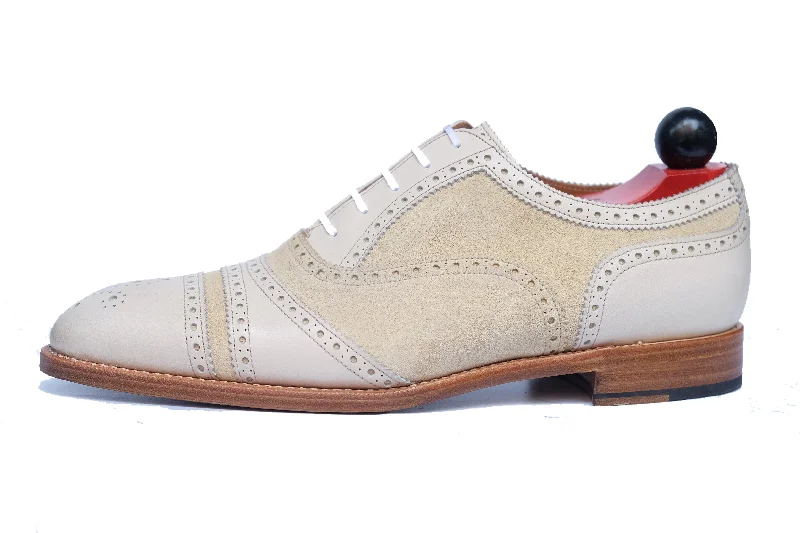 Elegant Wedding Shoes Phillips - MTO - Cream Calf / Cream Suede - NGT Last - Single Leather Sole Elegant Wedding Shoes Phillips - MTO - Cream Calf / Cream Suede - NGT Last - Single Leather Sole