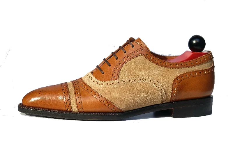 Stylish Running Footwear Phillips - MTO - Maple Calf / Beige Suede - LPB Last - Single Leather Sole Stylish Running Footwear Phillips - MTO - Maple Calf / Beige Suede - LPB Last - Single Leather Sole
