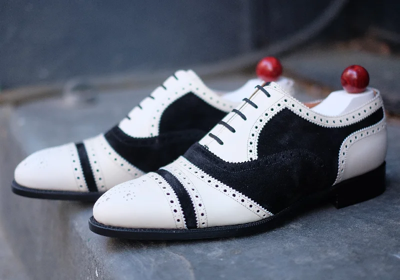 Casual Walking Boots Phillips - MTO - Cream Calf / Black Suede