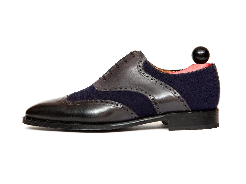Comfortable Flip Flops Phinney II - MTO - Shaded Grey Calf / Navy Tukwila - LPB Last - Single Leather Sole Comfortable Flip Flops Phinney II - MTO - Shaded Grey Calf / Navy Tukwila - LPB Last - Single Leather Sole