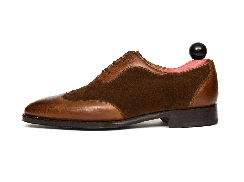 Luxury Hiking Shoes Rainier III - MTO - Tan Soft Grain / Snuff Suede - LPB Last - Single Leather Sole Luxury Hiking Shoes Rainier III - MTO - Tan Soft Grain / Snuff Suede - LPB Last - Single Leather Sole
