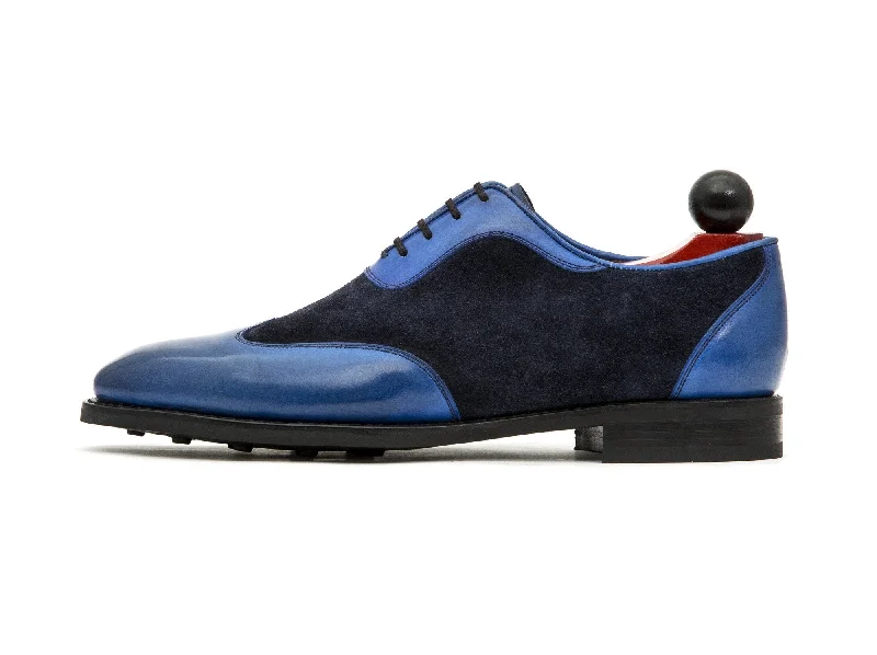 Stylish Running Sneakers Rainier - MTO - Sky Blue Calf / Navy Suede - LPB Last - Country Rubber Sole Stylish Running Sneakers Rainier - MTO - Sky Blue Calf / Navy Suede - LPB Last - Country Rubber Sole