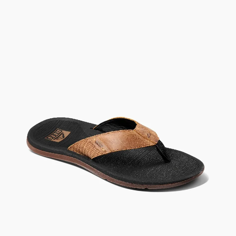 Comfortable Loafers For Work Reef Men's Santa Ana LE - Black/Tan