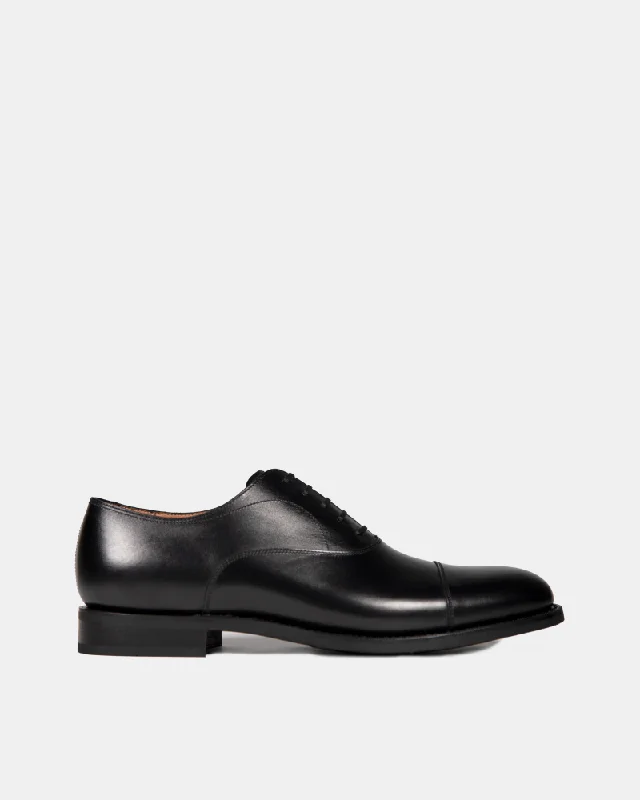 Stylish Casual Footwear For Hiking Black Oxford Dress Shoe with Rubber Soles