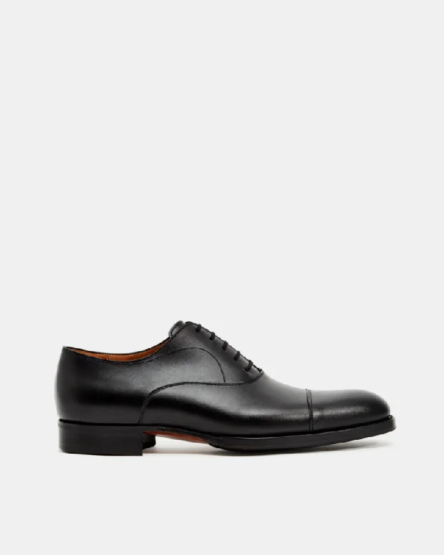 Best Hiking Footwear Black Cap Toe Oxford with Rubber Half Soles