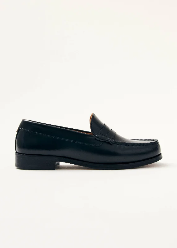 Classic Flat Shoes Rivet Black Leather Loafers