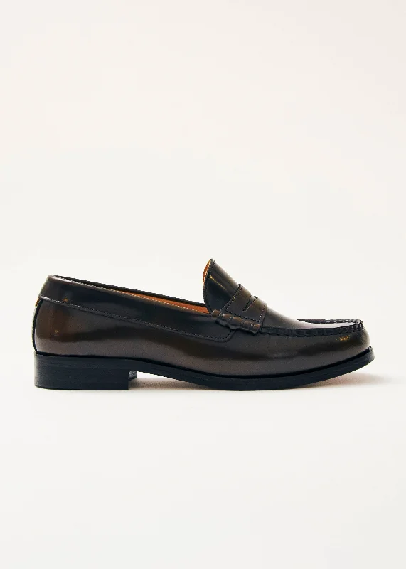 Stylish Sneakers For Running Rivet Brushed Coffee Brown Leather Loafers