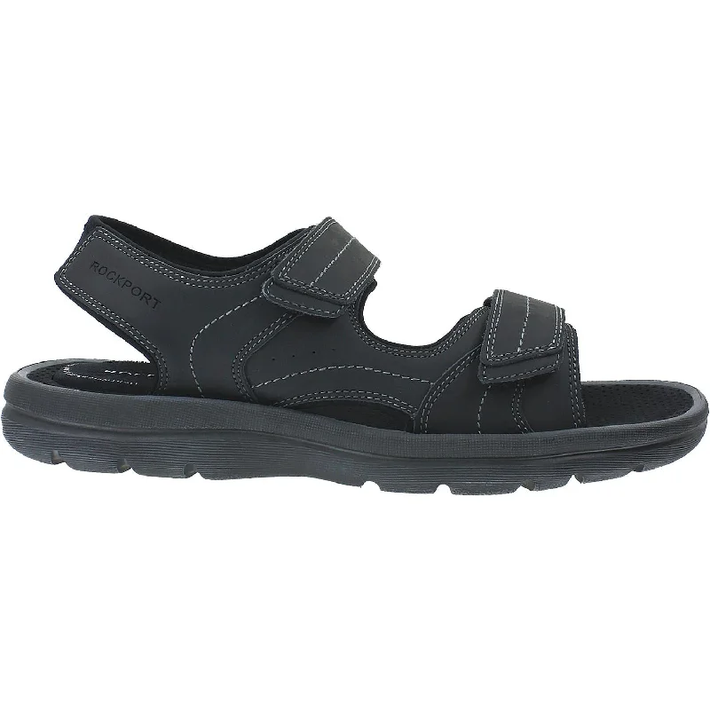 Running Shoes For Sale Men's Rockport Get Your Kicks Double Velcro Black Leather