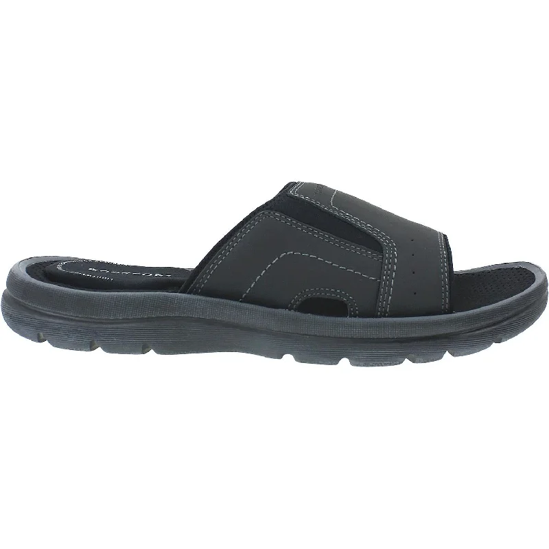 Outdoor Work Boots Men's Rockport Get Your Kicks Strap Slide Black Leather