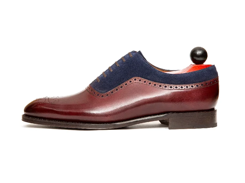 Comfortable Casual Sandals Roosevelt - MTO - Burgundy Calf / Dark Blue Suede - NGT Last - Single Leather Sole
