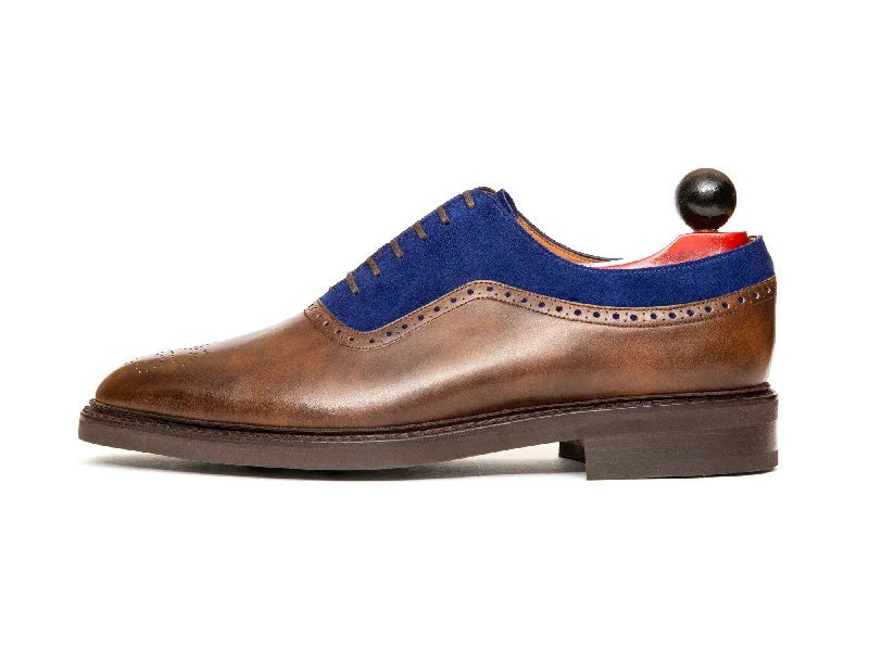 Sporty Casual Boots Roosevelt - MTO - Copper Museum Calf / Vivid Blue Suede - TMG Last - Country Rubber Sole