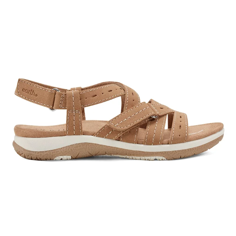 Trendy Walking Shoes Samsin Round Toe Strappy Casual Flat Sandals