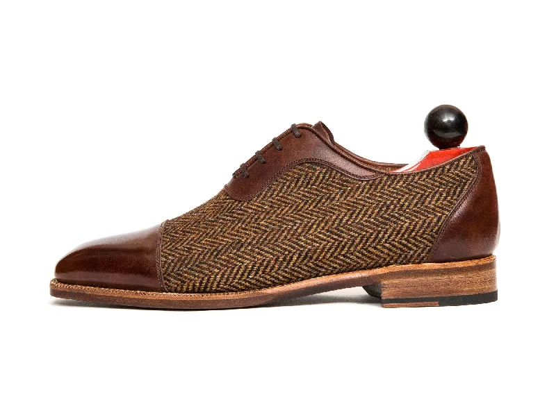 Comfortable Boots For Hiking Seaport - MTO - Walnut Museum Calf / Gold Tweed - LPB Last - Natural Single Leather Sole
