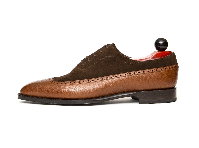 Best Sneakers For Work Sebastien - MTO - Tan Soft Grain / Dark Brown Suede - LPB Last - Single Leather Sole