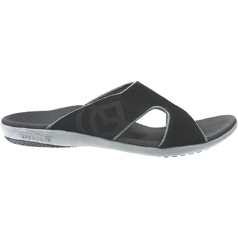 Classic Flat Shoes Men's Spenco Kholo Slide Carbon/Pewter Synthetic Nubuck