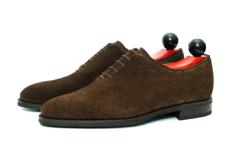Outdoor Sandals Collection Spokane - MTO - Quilted Dark Brown Suede - TMG Last - City Rubber Sole