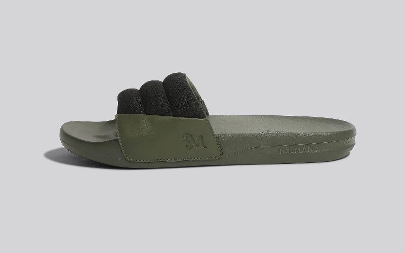 Formal Hiking Footwear Squooshy Slides for Men : Olive-Black