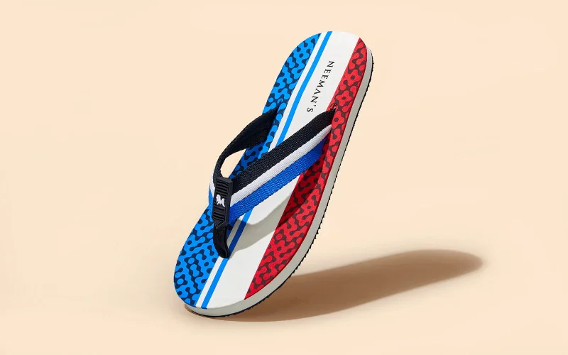 Comfortable Running Sneakers For Hiking Striped Fusion Flips : Blue-White-Red
