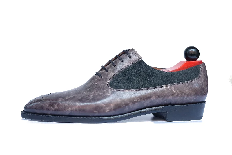 Fashionable Sports Sandals Tacoma - MTO - Grey Marble Patina / Black Suede - MGF Last - Single Leather Sole Fashionable Sports Sandals Tacoma - MTO - Grey Marble Patina / Black Suede - MGF Last - Single Leather Sole