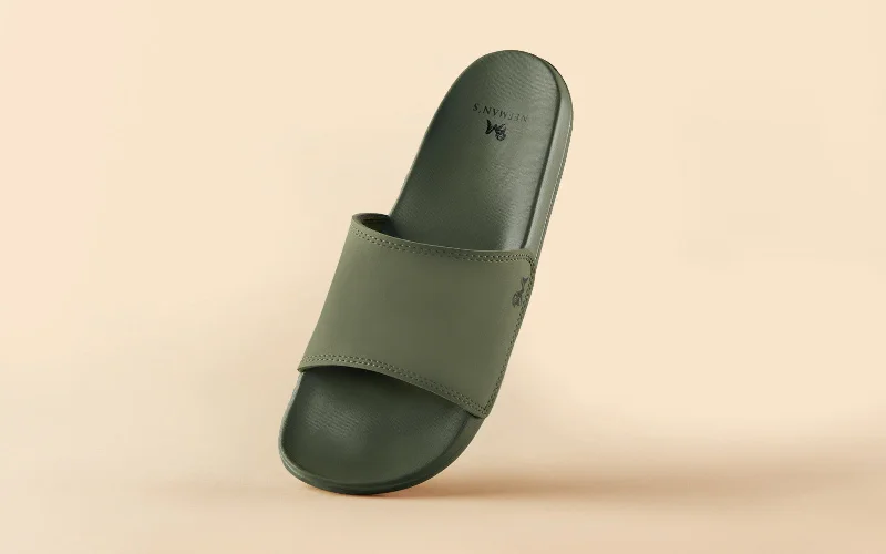 Sporty Casual Sneakers Eco Slides : Olive Green