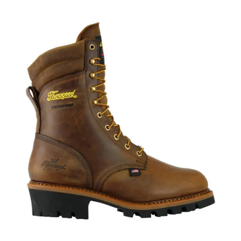 Stylish Hiking Boots For Women Thorogood Men's Logger 9 Inch 400g Insulated Waterproof Steel Toe Work Boot - Brown Trail Crazy Horse