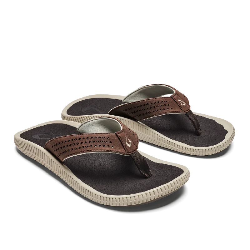 Designer Flats For Sale Olukai Ulele Sandal Dark Wood Men's