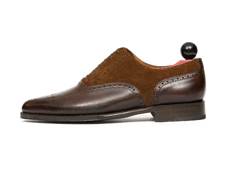 Fashionable Work Boots Wallingford - MTO - Dark Brown Museum Calf / Snuff Suede - JKF Last - Single Leather Sole