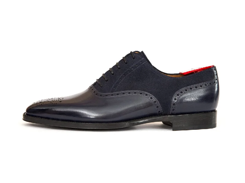 Comfortable Hiking Boots Online Wallingford - MTO - Marine Blue Calf / Navy Suede - LPB Last - Single Leather Sole