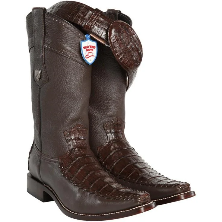 Stylish Winter Footwear Wild West Boots #278t8207 Men's | Color Brown | Wild West Boots-Men's Caiman Belly With Deer Cowboy Boots Stylish Winter Footwear Wild West Boots #278t8207 Men's | Color Brown | Wild West Boots-Men's Caiman Belly With Deer Cowboy Boots