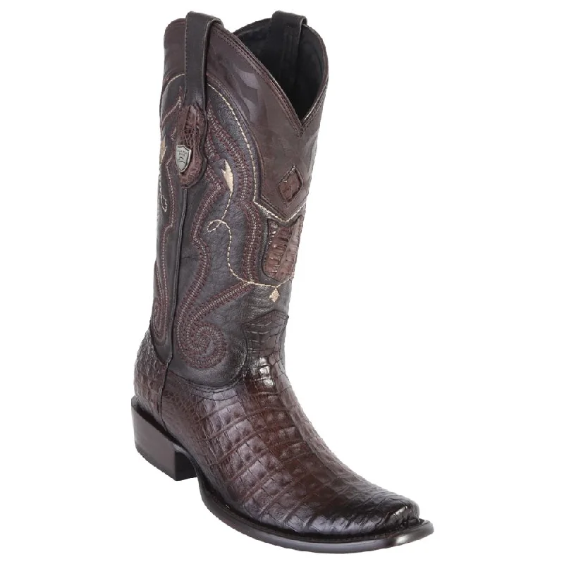 Comfortable Outdoor Shoes Online Sale Wild West Boots #2798216 Men's | Color Burnished Brown | Men's Wild West Caiman Belly Boots Dubai Toe Handcrafted